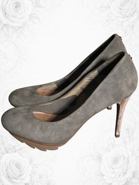 Hot Virgem Madre Gray Suede Leather Platform Stiletto Heels Size 7 B/M